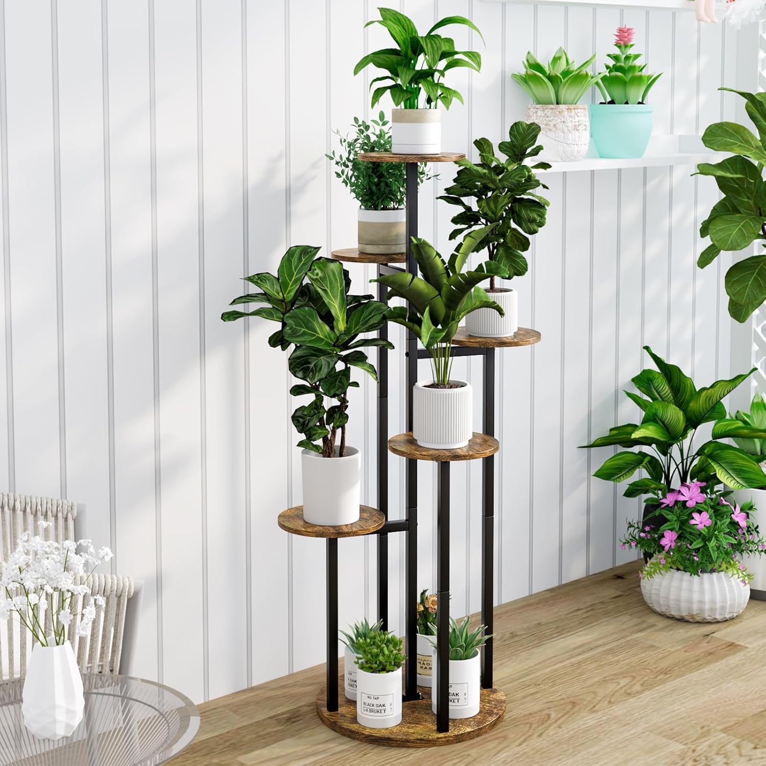 Plant Stand Indoor 6 Tier 9 Potted Multiple Flower Pot Holder for Patio Garden Balcony Living Room Corner